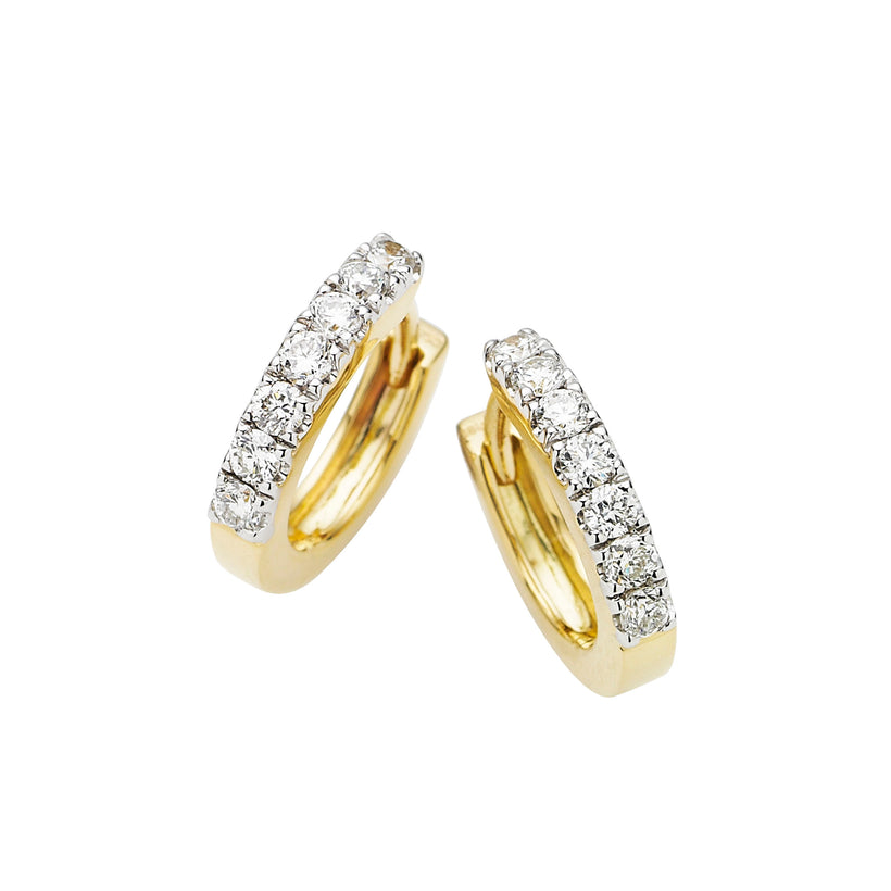 18CT YELLOW GOLD DIAMOND CUFF EARRINGS