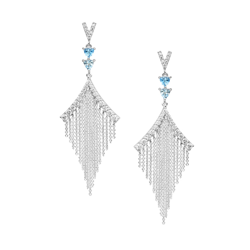 18CT DIAMOND & TRILLIANT AQUAMARINE TILDA EARRINGS