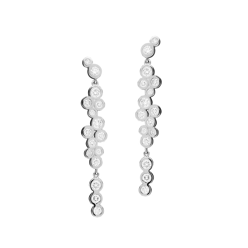 18CT WHITE GOLD DIAMOND SIGOURNEY DROP EARRINGS