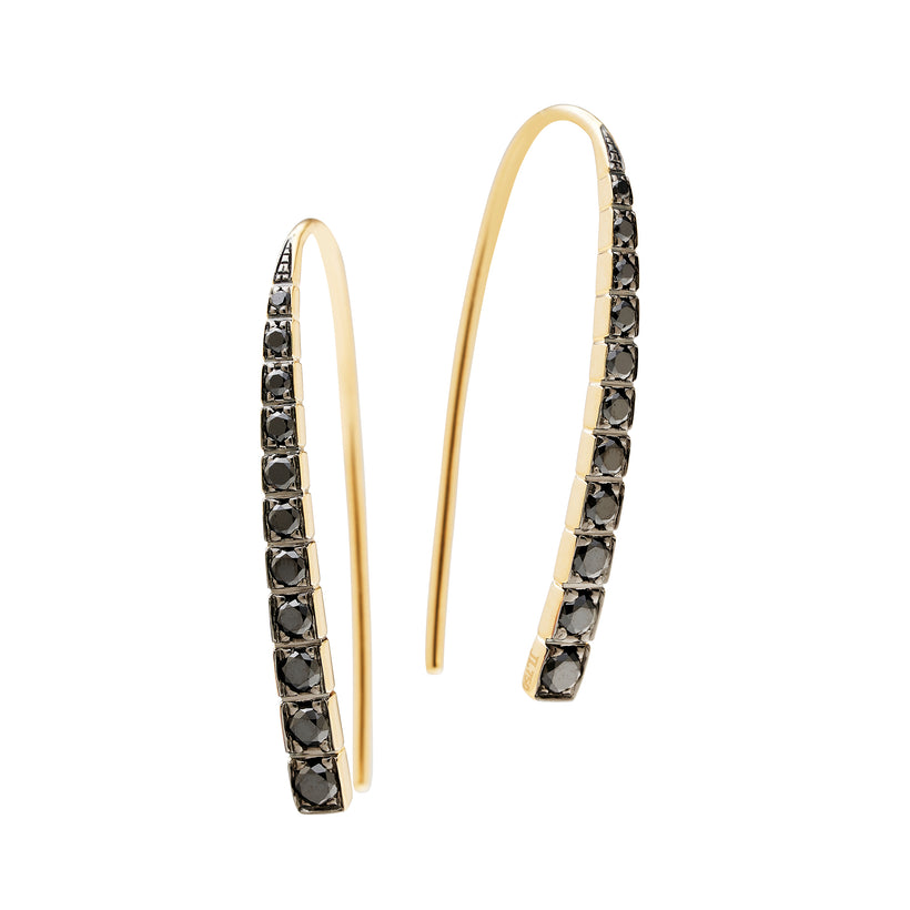 18CT YELLOW GOLD BLACK DIAMOND HUDSON EARRINGS