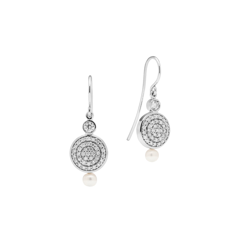18CT WHITE GOLD DIAMOND & PEARL COPPOLA EARRINGS