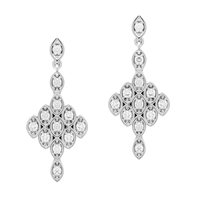 18CT DIAMOND FLEURUS DROP EARRINGS