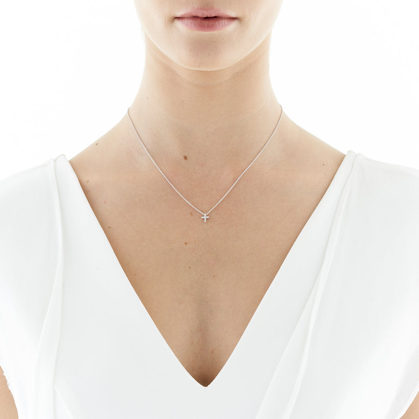 18CT DIAMOND MINI CROSS PENDANT