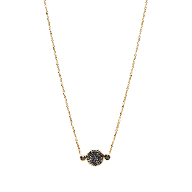 18CT YELLOW GOLD BLACK DIAMOND COPPOLA PENDANT