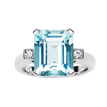 18CT AQUAMARINE AND DIAMOND HARLOW RING