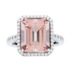 18CT PINK MORGANITE & DIAMOND ROCHESTER RING