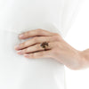 18CT SMOKY QUARTZ & BLACK DIAMOND BIANCA RING