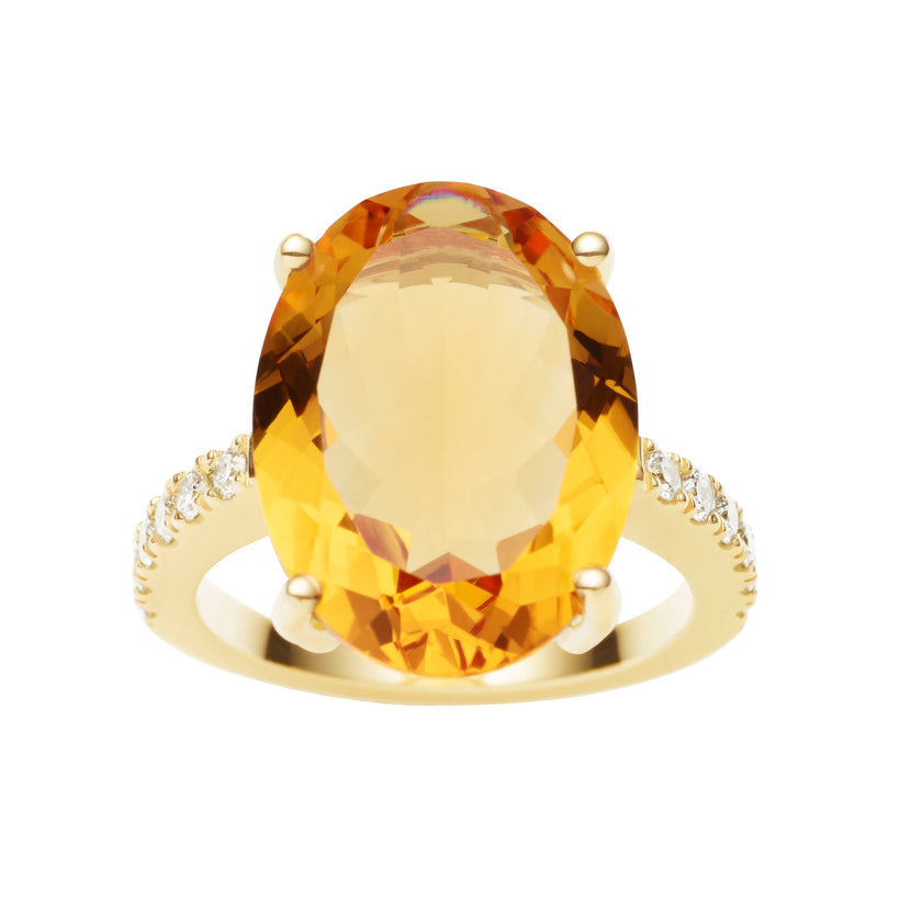 18CT CITRINE & DIAMOND BIANCA RING