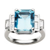 18CT AQUAMARINE & DIAMOND EMPIRE RING
