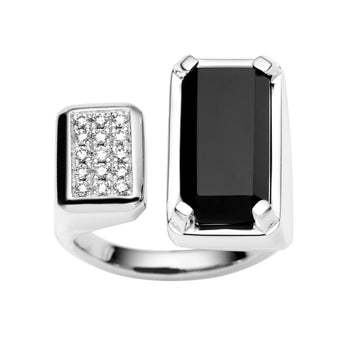 18CT ONYX & DIAMOND RONA RING