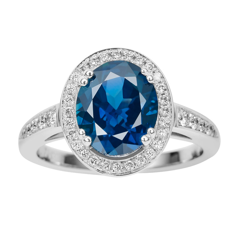 18CT AUSTRALIAN SAPPHIRE & DIAMOND CHELSEA RING