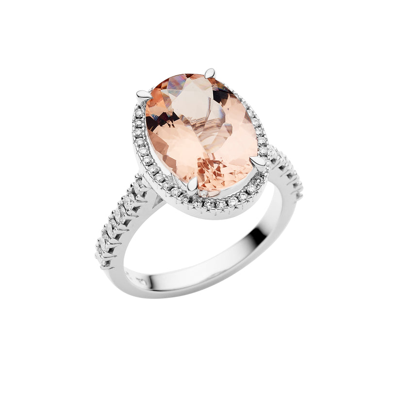 7.95ct Pear Peach Pink Morganite Ring with Filigree