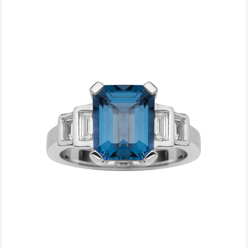 18ct blue topaz and sales diamond ring