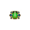 18CT GREEN TOURMALINE & LONDON BLUE TOPAZ BESPOKE RING