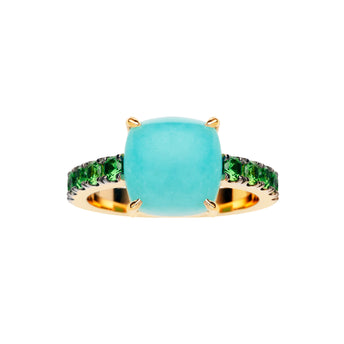 9CT AMAZONITE & TSAVORITE ROTONDE RING
