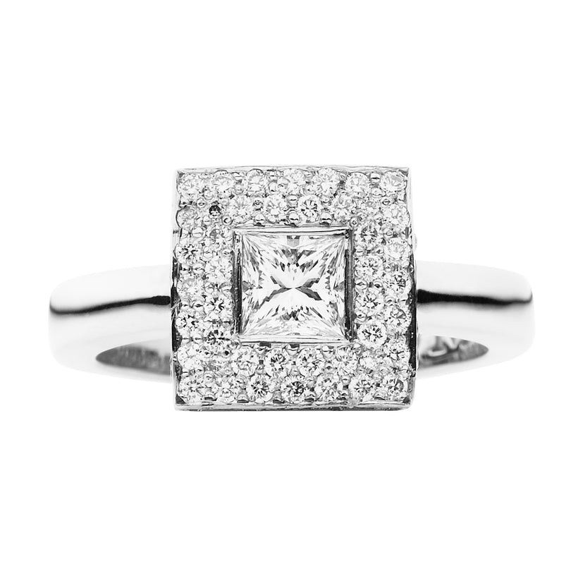 18CT PRINCESS CUT DIAMOND COLLINS RING