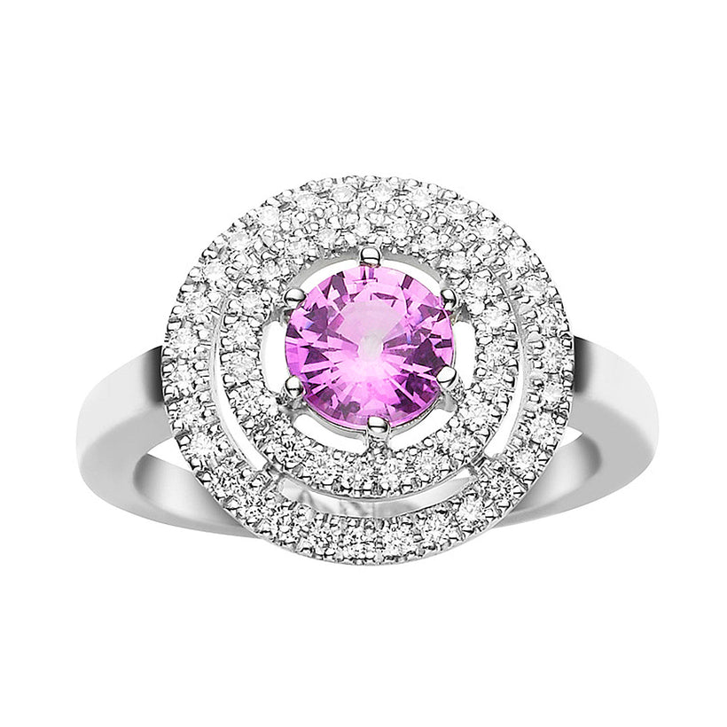 18CT PINK SAPPHIRE & DIAMOND REGENT RING