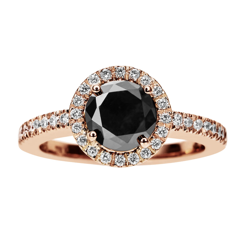 18CT ROSE GOLD BLACK & WHITE DIAMOND PICCADILLY RING