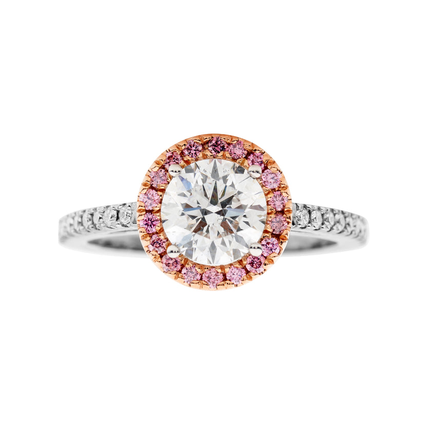 18CT DIAMOND & PINK DIAMOND PICCADILLY RING