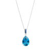 18CT WHITE GOLD LONDON BLUE TOPAZ & SAPPHIRE TIVOLI PENDANT