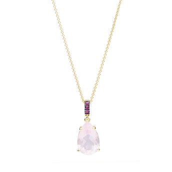 18CT ROSE QUARTZ & RUBY TIVOLI PENDANT