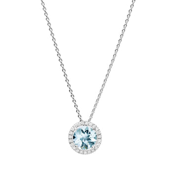 18CT AQUAMARINE & DIAMOND ORBIT PENDANT