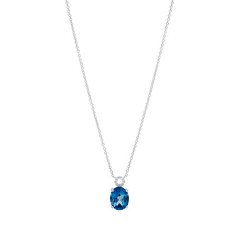 18CT LONDON BLUE TOPAZ & DIAMOND BELLINGEN PENDANT