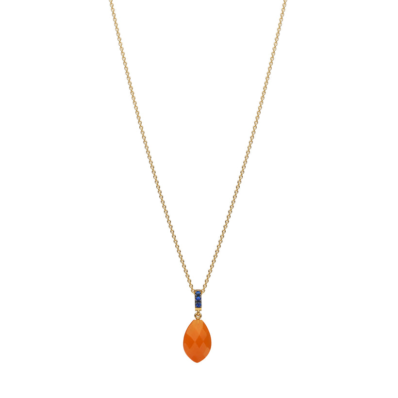 18CT CORNELIAN & SAPPHIRE KEATON PENDANT