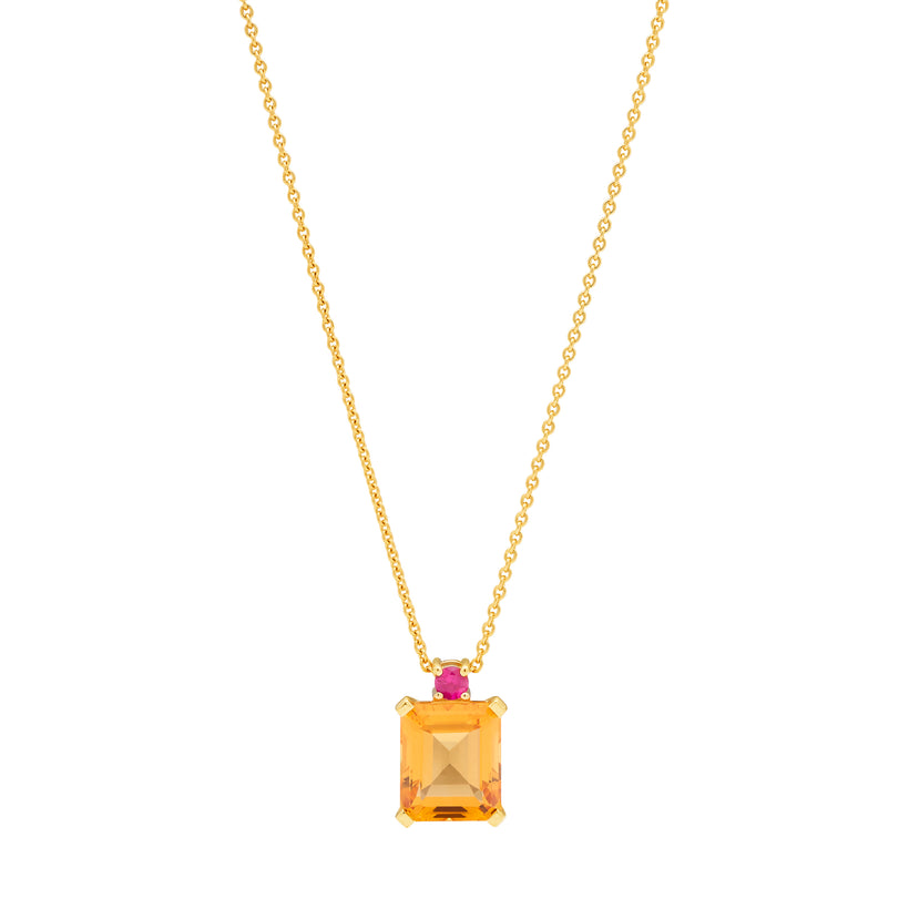 18CT CITRINE & RUBY REDDY PENDANT