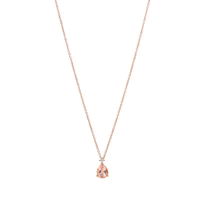 18CT ROSE GOLD PINK MORGANITE & DIAMOND BONNARD PENDANT