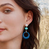 9CT LAPIS,TURQUOISE & PEARL WHITSUNDAY EARRINGS