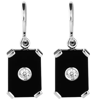 18CT AGATE & DIAMOND LOMBARD EARRINGS