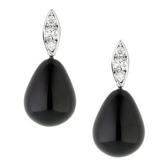 18CT DIAMOND & AGATE RAINDROP EARRINGS
