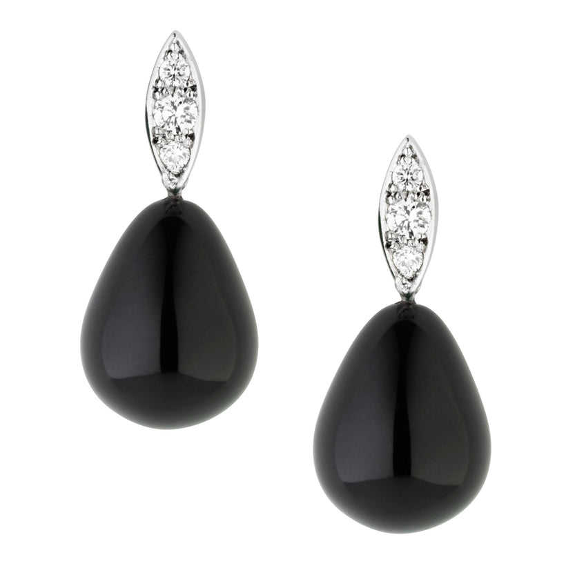 18CT DIAMOND & AGATE RAINDROP EARRINGS