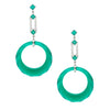 18CT GREEN AGATE, DIAMOND & EMERALD ELIZABETH EARRINGS