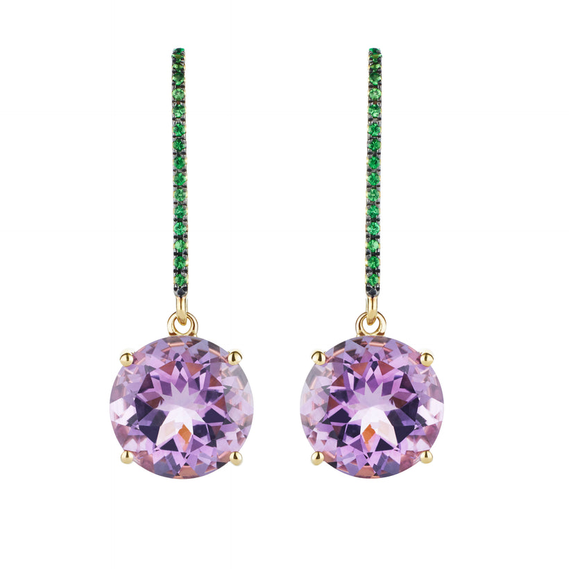 18CT AMETHYST & TSAVORITE BIANCA EARRINGS