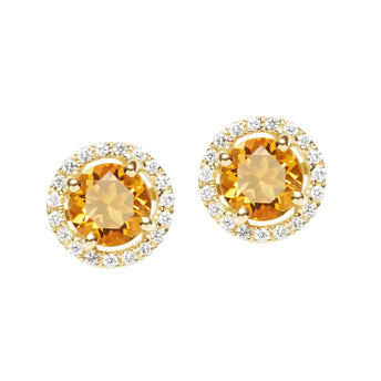 18CT CITRINE & DIAMOND ORBIT EARRINGS