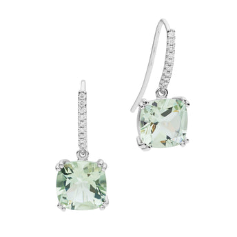 18CT GREEN AMETHYST & DIAMOND LA DIVINA EARRINGS