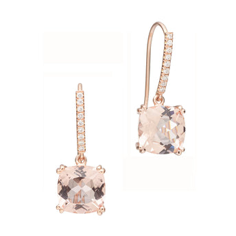 18CT ROSE GOLD PINK MORGANITE & DIAMOND LA DIVINA EARRINGS