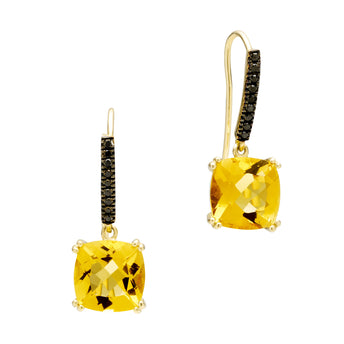 18CT HONEY QUARTZ & BLACK DIAMOND KAARINA EARRINGS