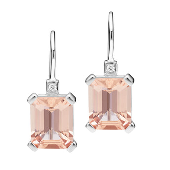 18CT PINK MORGANITE & DIAMOND SARDINIA EARRINGS