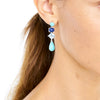 9CT AMAZONITE, BLUE TOPAZ, LAPIS & TURQUOISE ELBA EARRINGS