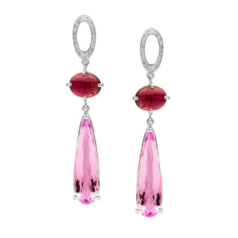 BESPOKE 18CT INARA DIAMOND, TOURMALINE & KUNZITE STUD EARRINGS
