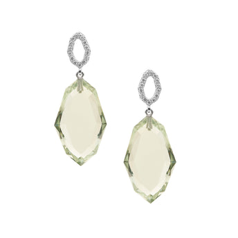 18CT GREEN AMETHYST & DIAMOND BRINDABELLA EARRINGS