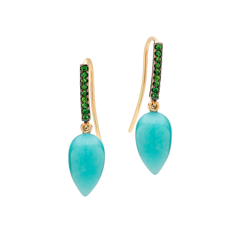 9CT AMAZONITE & TSAVORITE ROTONDE EARRINGS