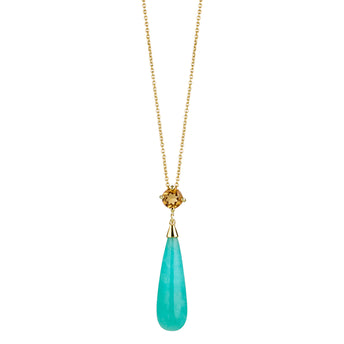 9CT AMAZONITE & CITRINE SALSA PENDANT