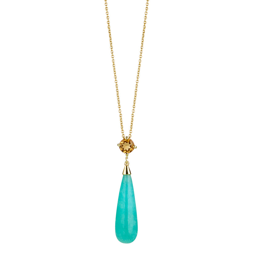 9CT AMAZONITE & CITRINE SALSA PENDANT