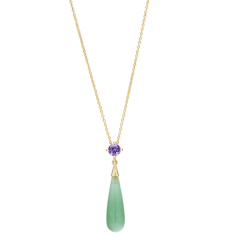 9CT ADVENTURINE & AMETHYST SALSA PENDANT