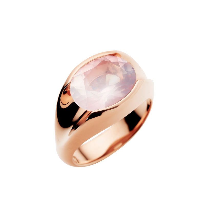 9CT ROSE GOLD VIRAGO ROSE QUARTZ RING