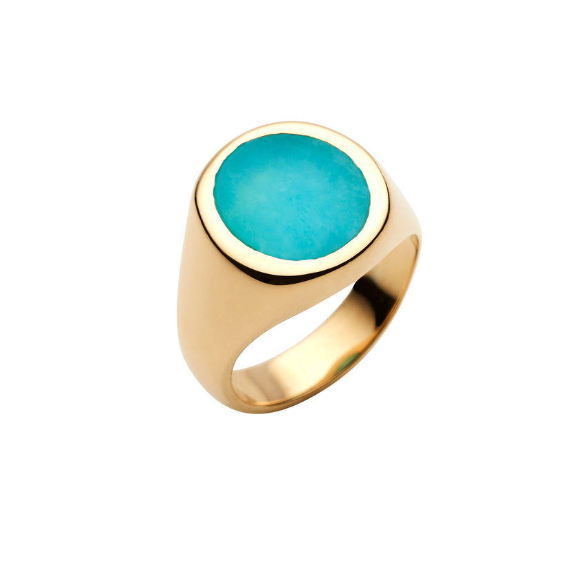 9CT AMAZONITE SIGNET RING